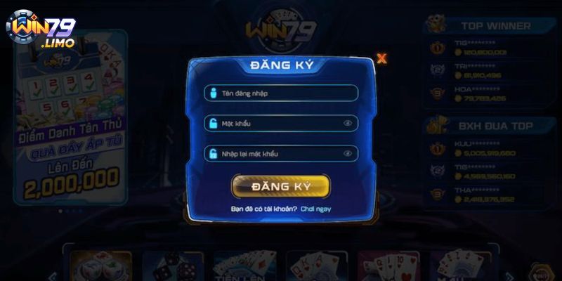 Truy cập vào nền tảng để tiến hành mở tài khoản WIN79